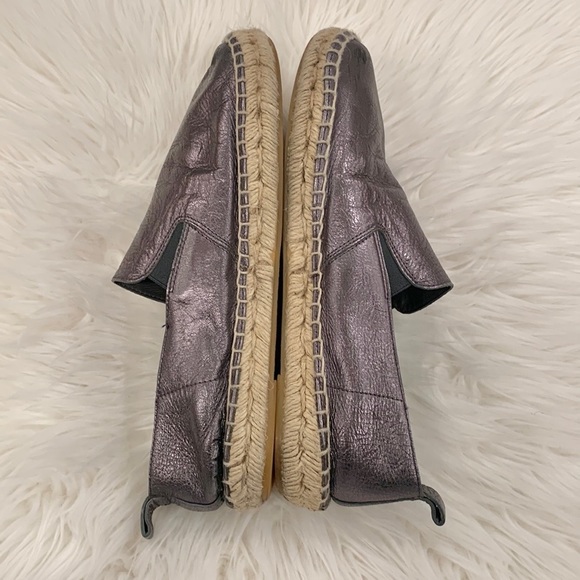 Vince Leather Metallic Canvas Flat Espadrilles - Picture 3 of 12